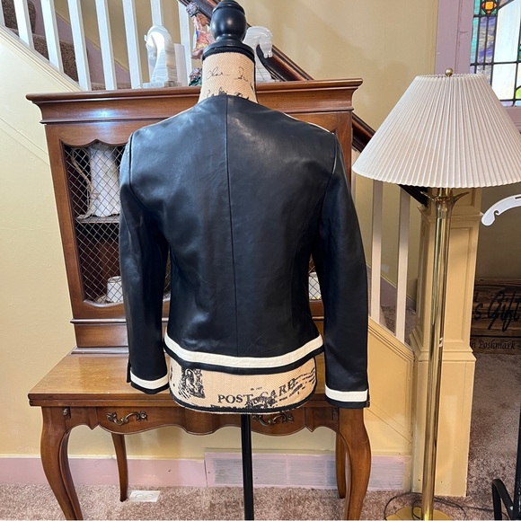 Each x Other Paris Black and Cream Leather Jacket in Excellent Condition.  Sz S. - Picture 3 of 13